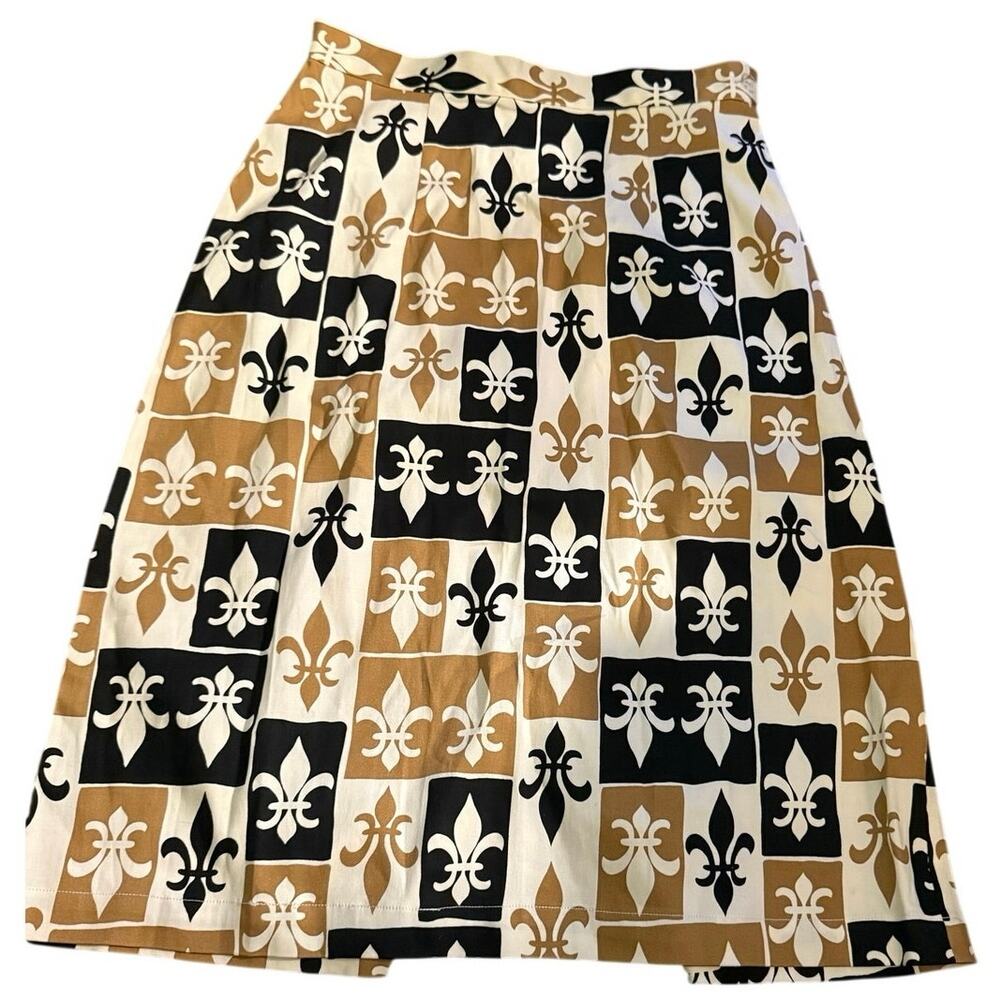 Trashy Diva By Candice Gwinn Skirt Bold Retro Fleur De Lise Pattern Size 8